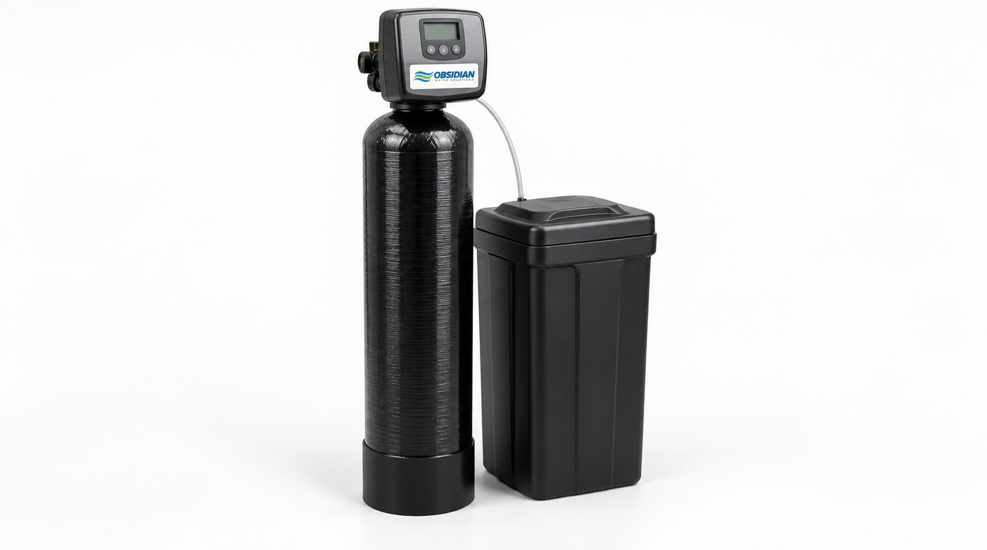 Water softener and brine tank installed by Obsidian Water Solutions