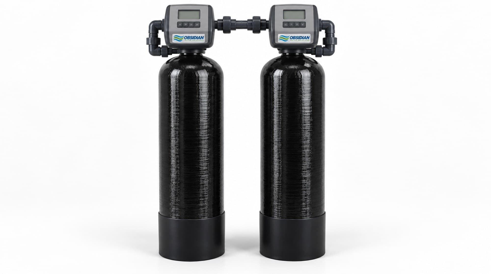 Dual tank well water iron and sulfur treatment system by Obsidian Water Solutions